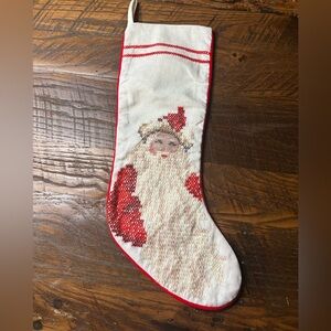 17” Santa Christmas Stocking - Cross Stitch Pattern -like new